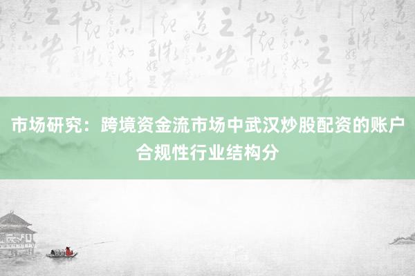 市场研究:跨境资金流市场中武汉炒股配资的账户合规性行业结构分