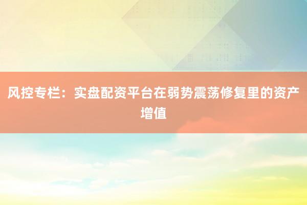风控专栏：实盘配资平台在弱势震荡修复里的资产增值