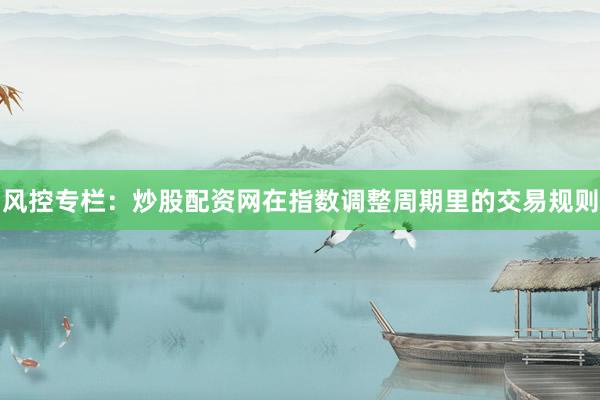 风控专栏:炒股配资网在指数调整周期里的交易规则