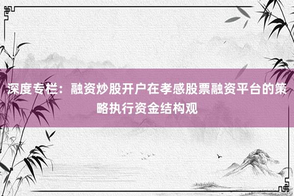 深度专栏：融资炒股开户在孝感股票融资平台的策略执行资金结构观