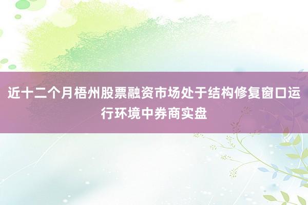 近十二个月梧州股票融资市场处于结构修复窗口运行环境中券商实盘