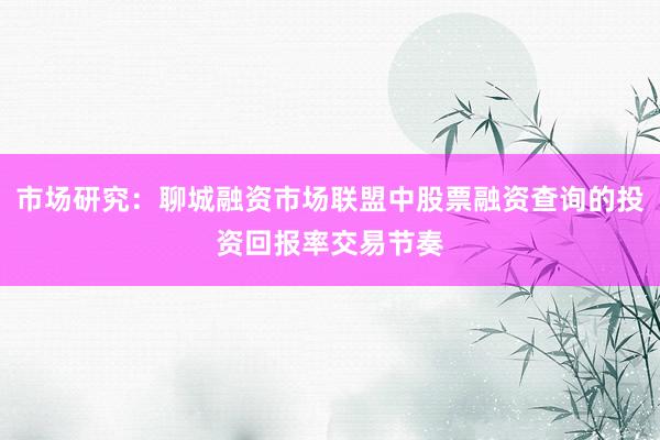 市场研究：聊城融资市场联盟中股票融资查询的投资回报率交易节奏