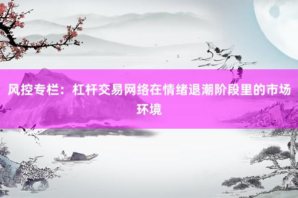 风控专栏：杠杆交易网络在情绪退潮阶段里的市场环境