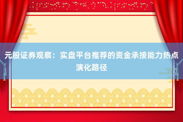 元股证券观察:实盘平台推荐的资金承接能力热点演化路径