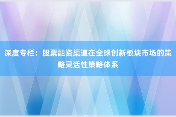 深度专栏：股票融资渠道在全球创新板块市场的策略灵活性策略体系