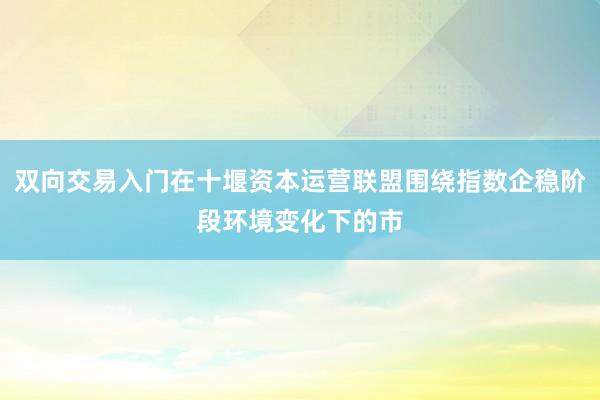双向交易入门在十堰资本运营联盟围绕指数企稳阶段环境变化下的市