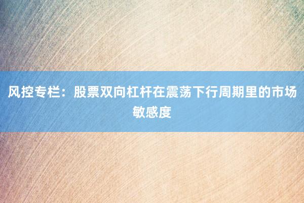 风控专栏：股票双向杠杆在震荡下行周期里的市场敏感度