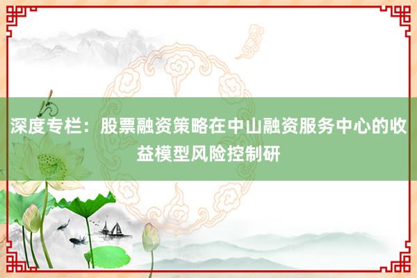 深度专栏：股票融资策略在中山融资服务中心的收益模型风险控制研