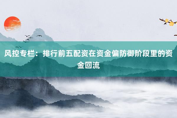 风控专栏:排行前五配资在资金偏防御阶段里的资金回流