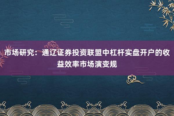 市场研究：通辽证券投资联盟中杠杆实盘开户的收益效率市场演变规