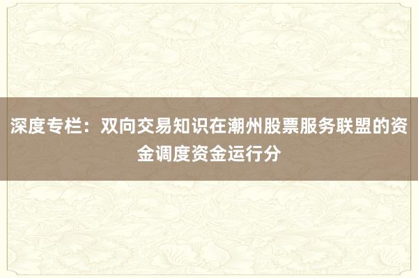 深度专栏:双向交易知识在潮州股票服务联盟的资金调度资金运行分