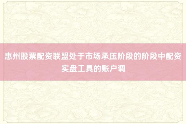 惠州股票配资联盟处于市场承压阶段的阶段中配资实盘工具的账户调