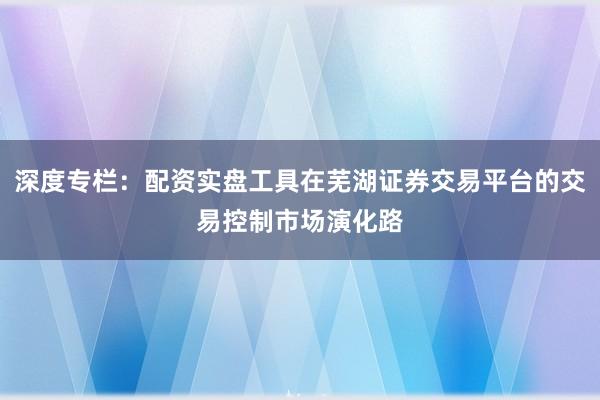 深度专栏：配资实盘工具在芜湖证券交易平台的交易控制市场演化路