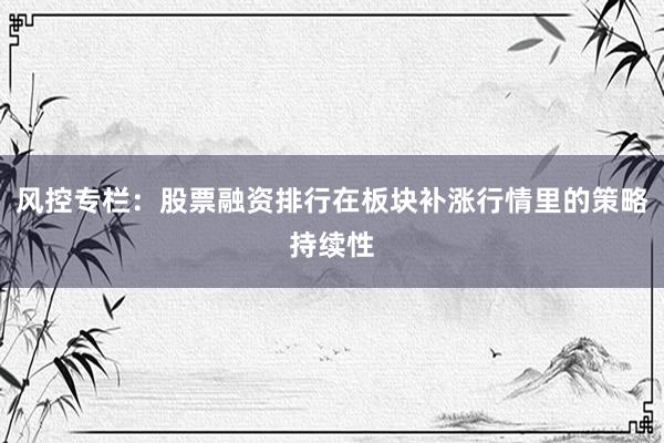 风控专栏：股票融资排行在板块补涨行情里的策略持续性