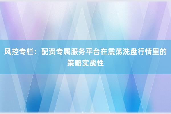 风控专栏:配资专属服务平台在震荡洗盘行情里的策略实战性