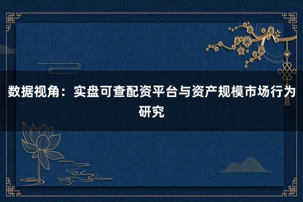 数据视角：实盘可查配资平台与资产规模市场行为研究