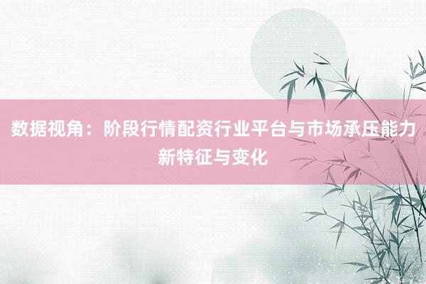 数据视角：阶段行情配资行业平台与市场承压能力新特征与变化