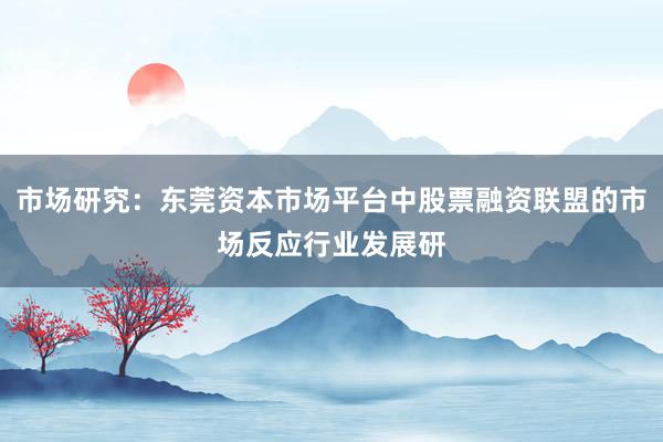 市场研究：东莞资本市场平台中股票融资联盟的市场反应行业发展研