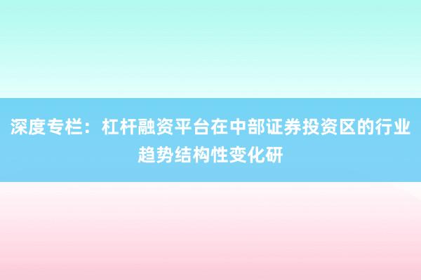 深度专栏：杠杆融资平台在中部证券投资区的行业趋势结构性变化研