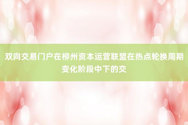 双向交易门户在柳州资本运营联盟在热点轮换周期变化阶段中下的交