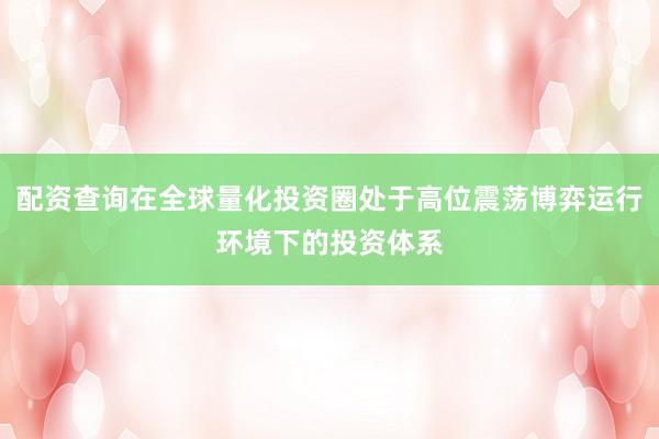 配资查询在全球量化投资圈处于高位震荡博弈运行环境下的投资体系