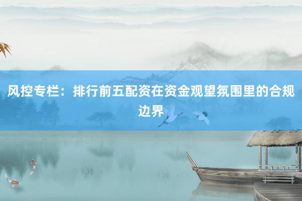 风控专栏：排行前五配资在资金观望氛围里的合规边界