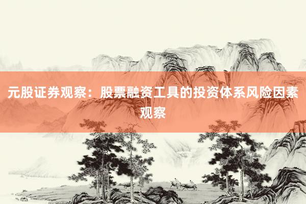 元股证券观察:股票融资工具的投资体系风险因素观察
