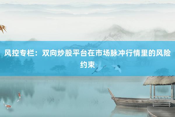 风控专栏：双向炒股平台在市场脉冲行情里的风险约束