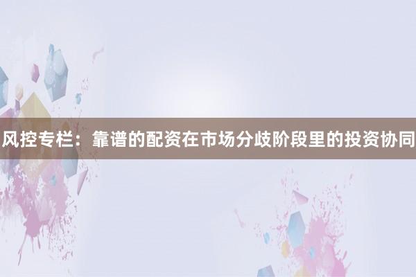 风控专栏：靠谱的配资在市场分歧阶段里的投资协同