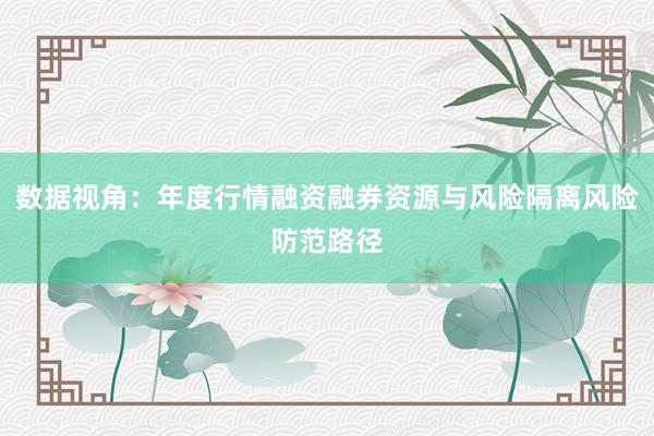数据视角：年度行情融资融券资源与风险隔离风险防范路径