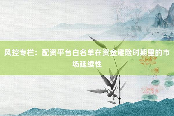 风控专栏:配资平台白名单在资金避险时期里的市场延续性