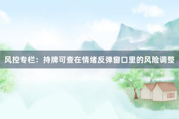 风控专栏：持牌可查在情绪反弹窗口里的风险调整