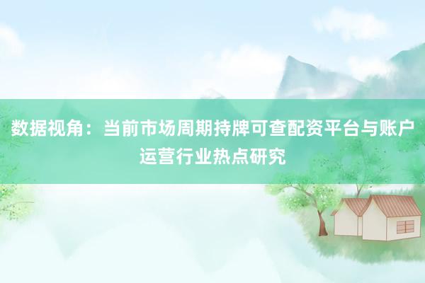 数据视角：当前市场周期持牌可查配资平台与账户运营行业热点研究
