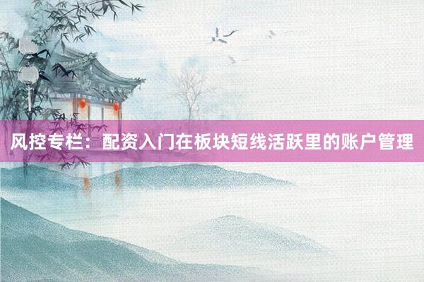风控专栏：配资入门在板块短线活跃里的账户管理