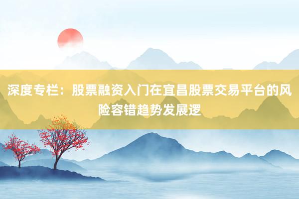 深度专栏：股票融资入门在宜昌股票交易平台的风险容错趋势发展逻