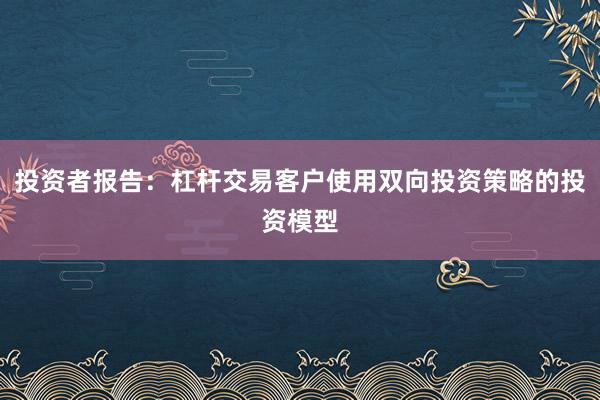 投资者报告：杠杆交易客户使用双向投资策略的投资模型
