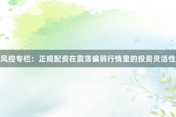风控专栏:正规配资在震荡偏弱行情里的投资灵活性