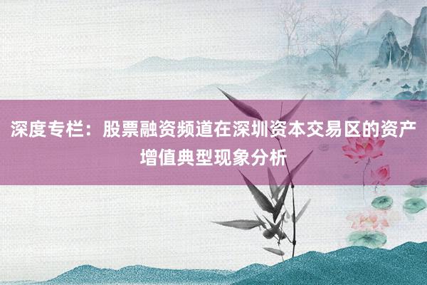 深度专栏：股票融资频道在深圳资本交易区的资产增值典型现象分析