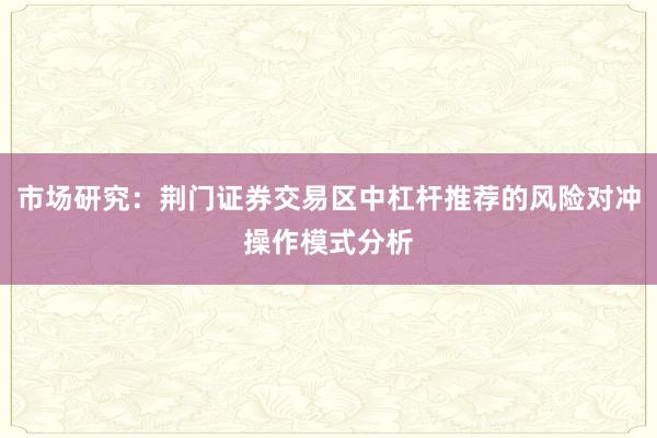 市场研究：荆门证券交易区中杠杆推荐的风险对冲操作模式分析