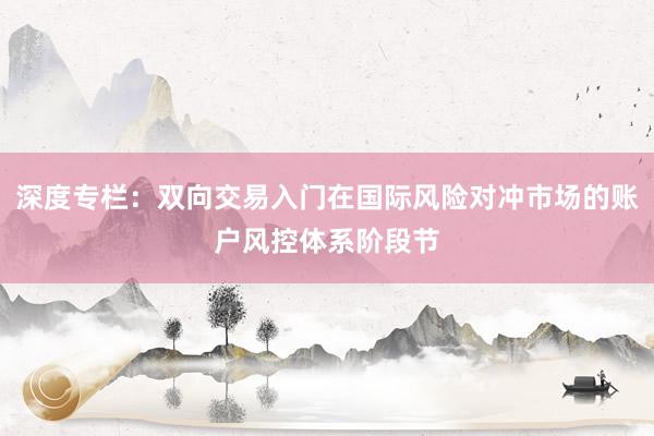 深度专栏:双向交易入门在国际风险对冲市场的账户风控体系阶段节