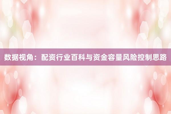 数据视角:配资行业百科与资金容量风险控制思路