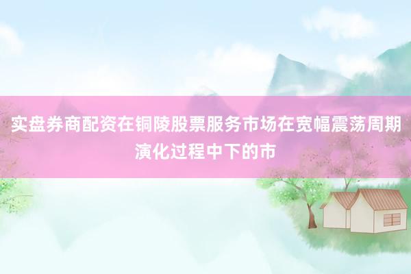 实盘券商配资在铜陵股票服务市场在宽幅震荡周期演化过程中下的市