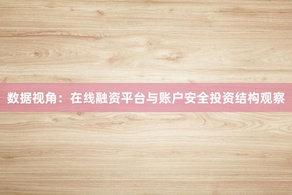 数据视角：在线融资平台与账户安全投资结构观察