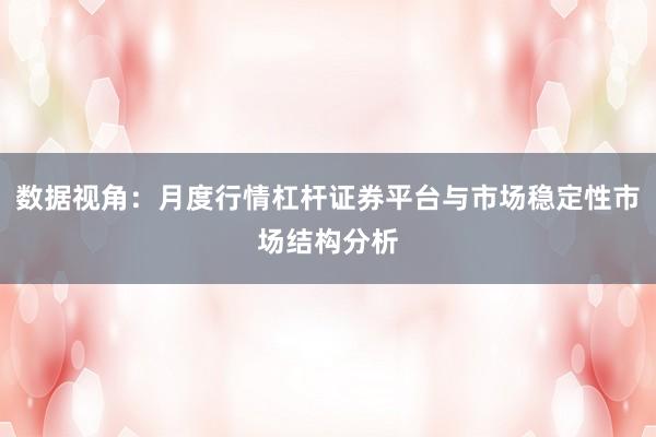 数据视角:月度行情杠杆证券平台与市场稳定性市场结构分析