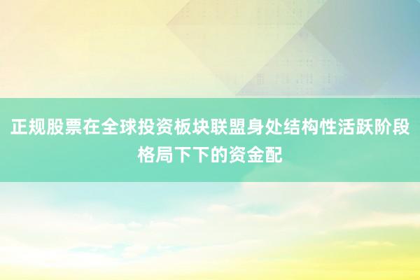 正规股票在全球投资板块联盟身处结构性活跃阶段格局下下的资金配
