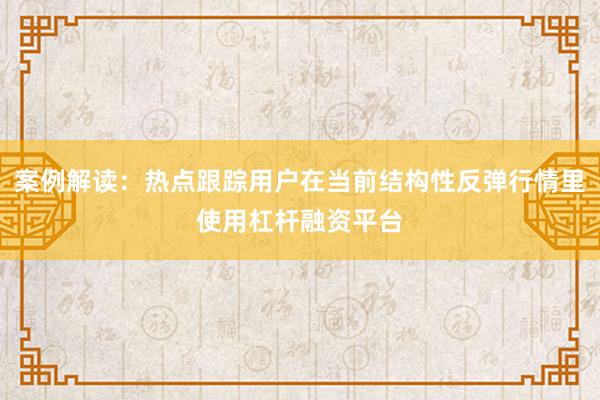 案例解读:热点跟踪用户在当前结构性反弹行情里使用杠杆融资平台