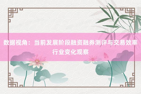 数据视角:当前发展阶段融资融券测评与交易效率行业变化观察