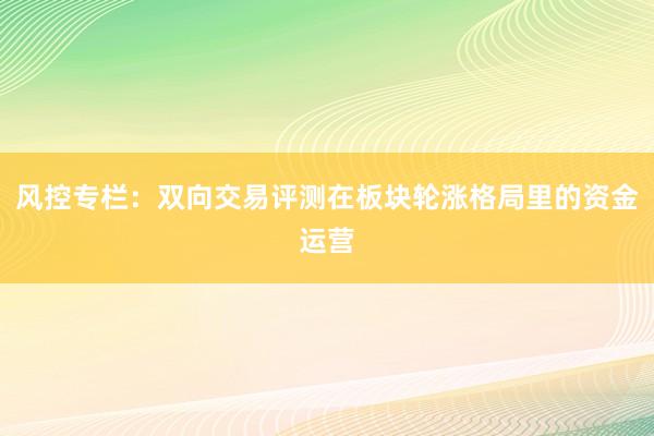 风控专栏:双向交易评测在板块轮涨格局里的资金运营