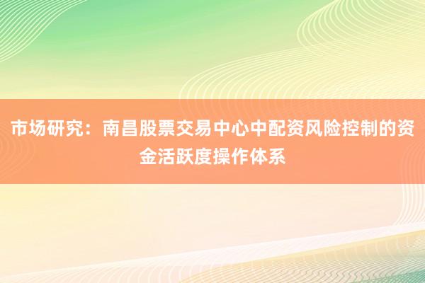 市场研究：南昌股票交易中心中配资风险控制的资金活跃度操作体系