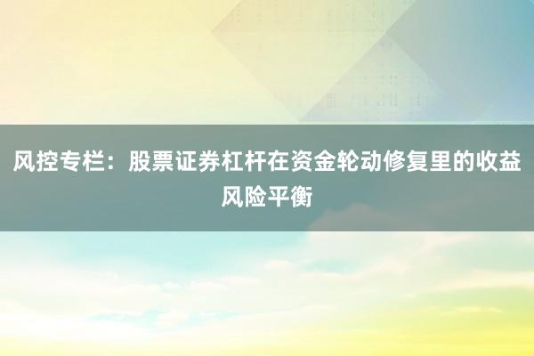 风控专栏:股票证券杠杆在资金轮动修复里的收益风险平衡